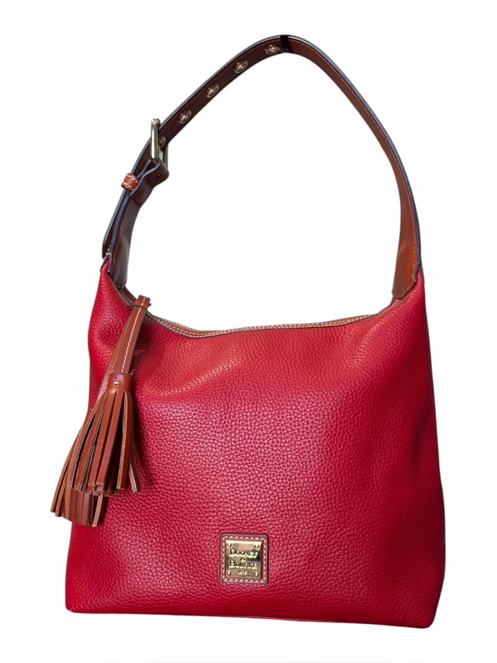 Dooney & Bourke Red Pebbled Leather Paige Sac Shoulder Hobo Bag